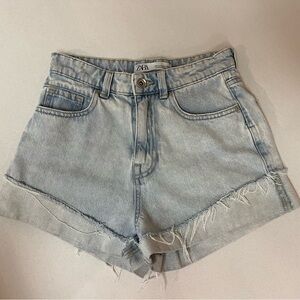 2/$20 - Zara Light Blue Faded Distressed Frayed Blue Jean Shorts - 00